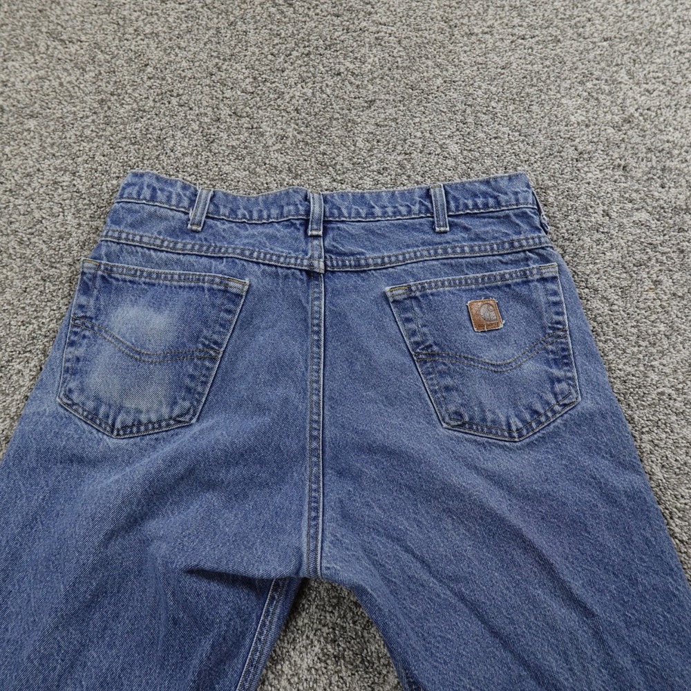 VTG Carhartt Jeans Mens 34X30 Dark Blue Denim Pants Work Grunge Skate Fade USA